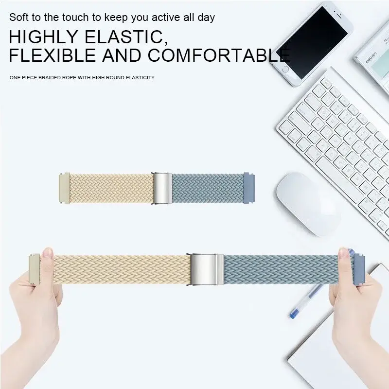 20mm/22mm Strap for Samsung Galaxy watch 6 4 5 pro active 2 Gear S3 braided solo loop bracelet correa Huawei watch GT 2 3 band