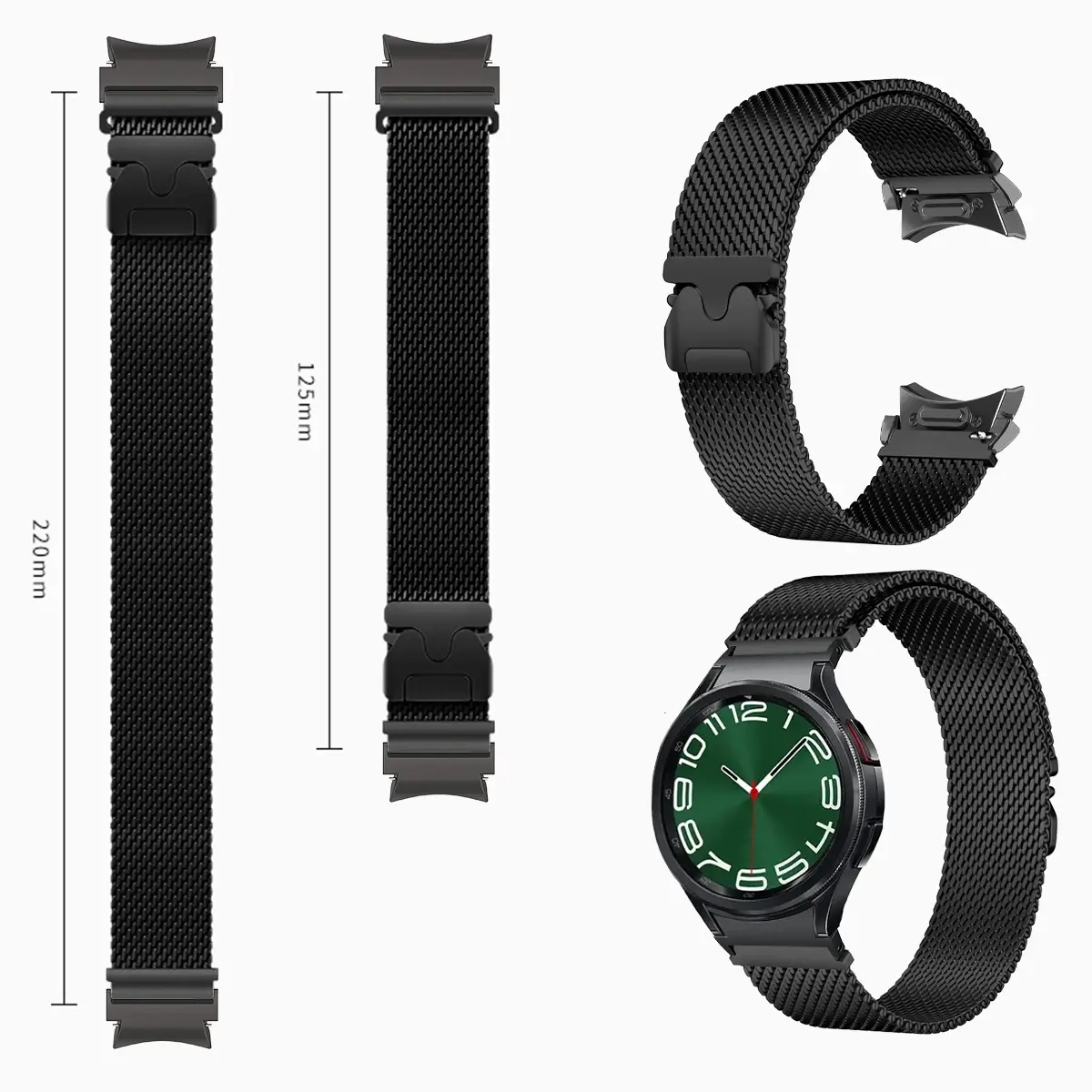No Gaps Stainless Steel Strap for Samsung Galaxy 7 6 5 4 40 44mm Milanese Bracelet Magnetic Strap for Galaxy Watch 6/4Classic 5