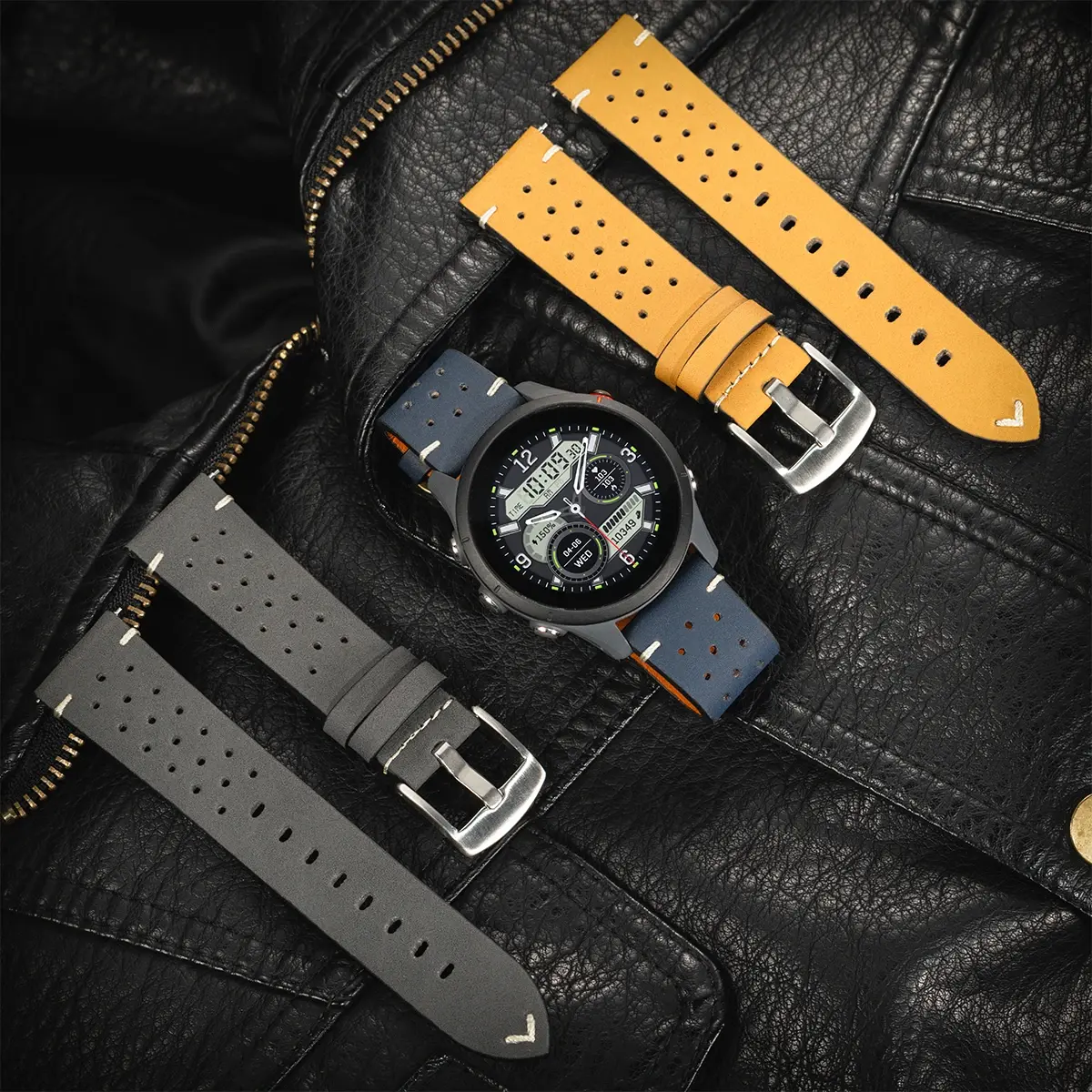 20 22mm Leather Watchband for Samsung Galaxy for Huawei Wristband Replacement Porous Breathable Cowhide Watch Strap Accessories