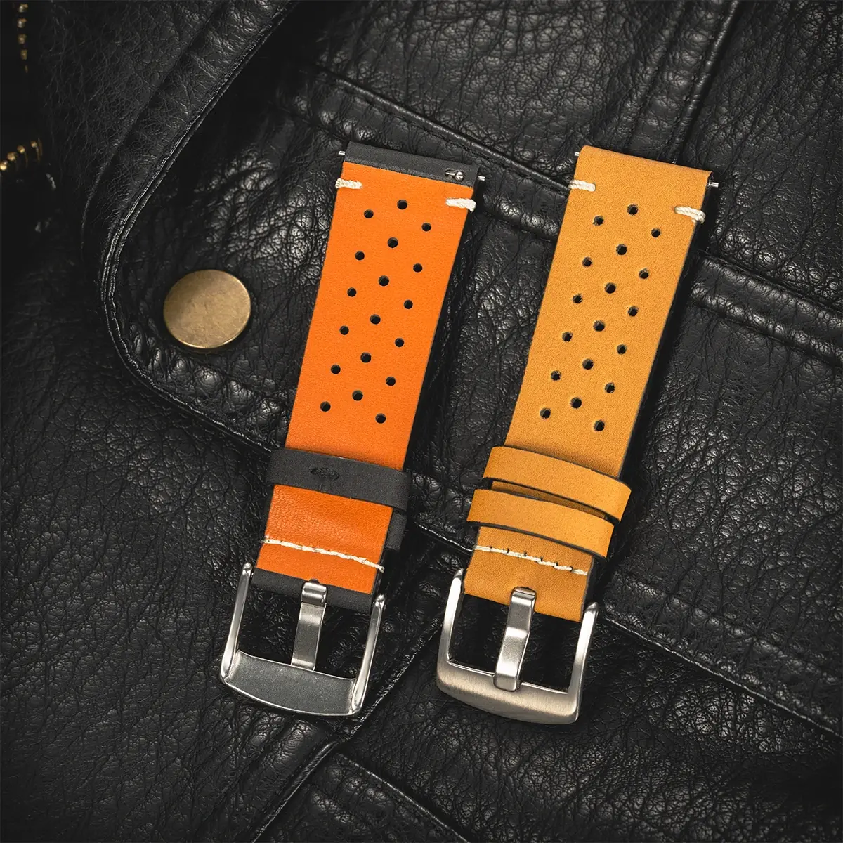 20 22mm Leather Watchband for Samsung Galaxy for Huawei Wristband Replacement Porous Breathable Cowhide Watch Strap Accessories