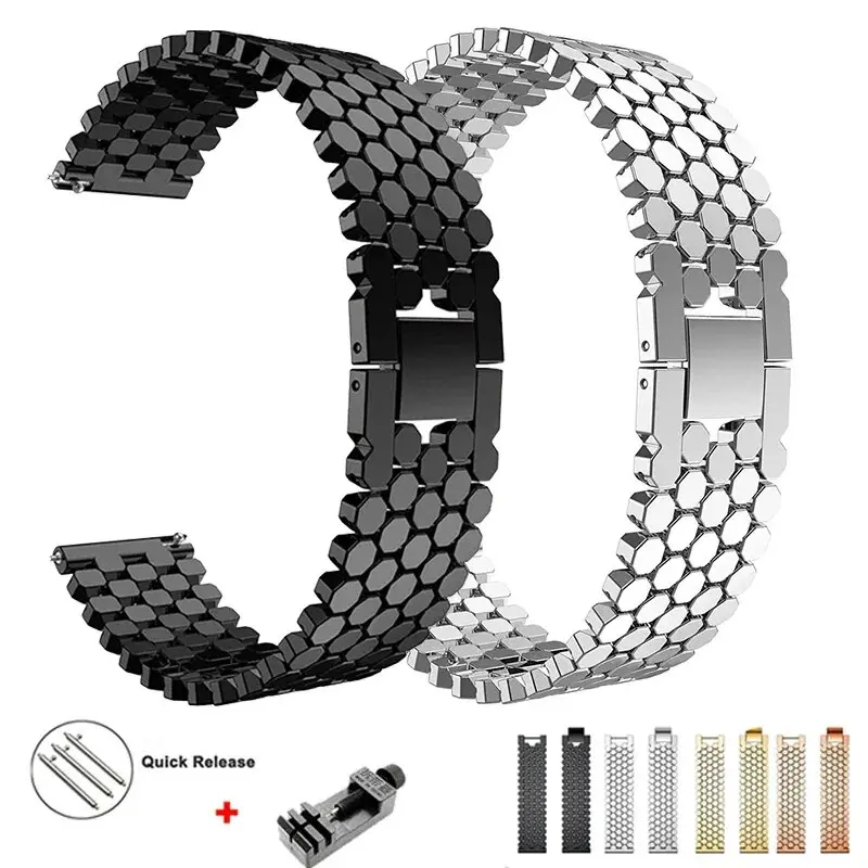 22mm Metal Stainless Steel Strap for Samsung Galaxy 46mm Gear S3 Classic Band Watch 3 45mm for Huawei Watch Bracelet Link Strap