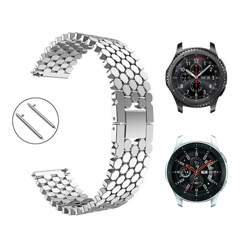 22mm Metal Stainless Steel Strap for Samsung Galaxy 46mm Gear S3 Classic Band Watch 3 45mm for Huawei Watch Bracelet Link Strap