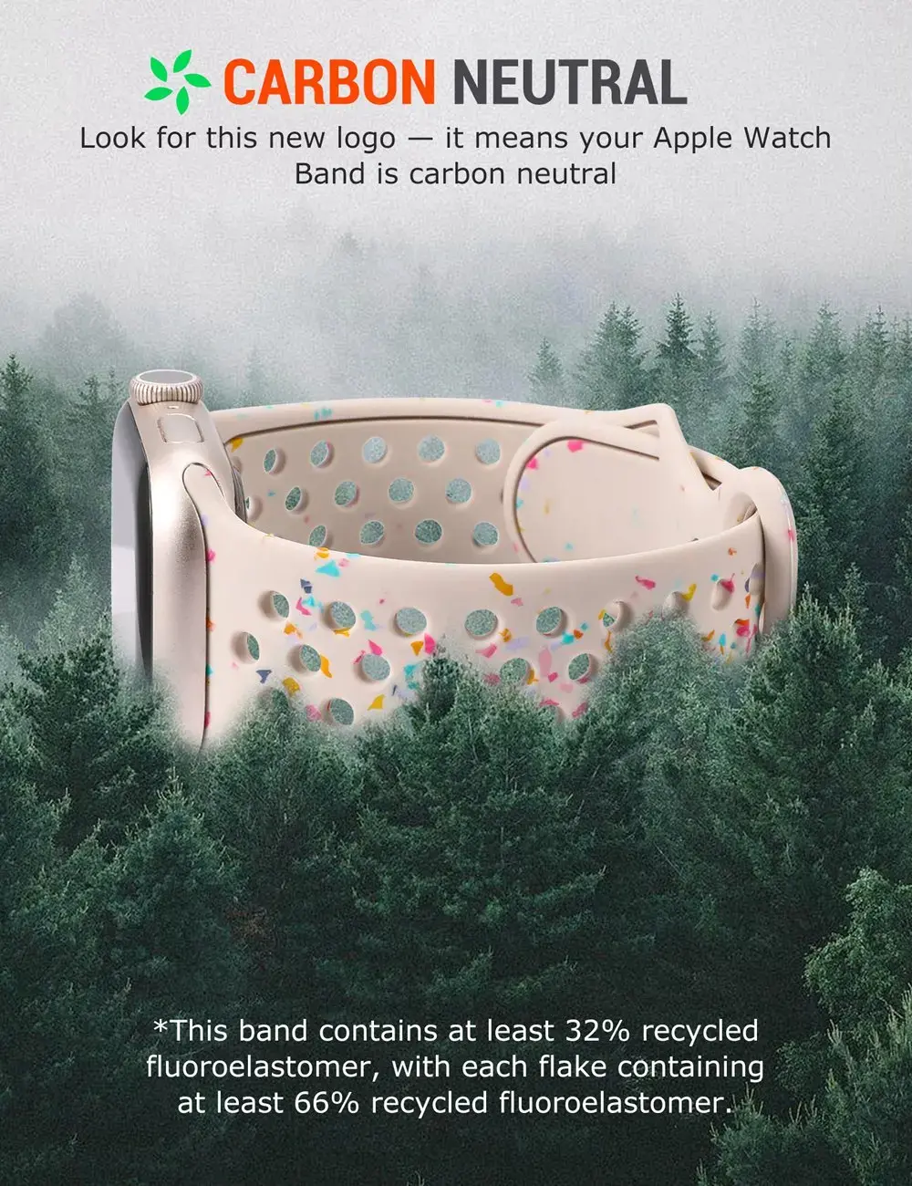 Silicone Sport Band for Apple Watch Band 41mm 40mm 38mm Recycled Plastic Soft Breathable Strap for iWatch SE 9 8 7 6 5 4 3 2 1