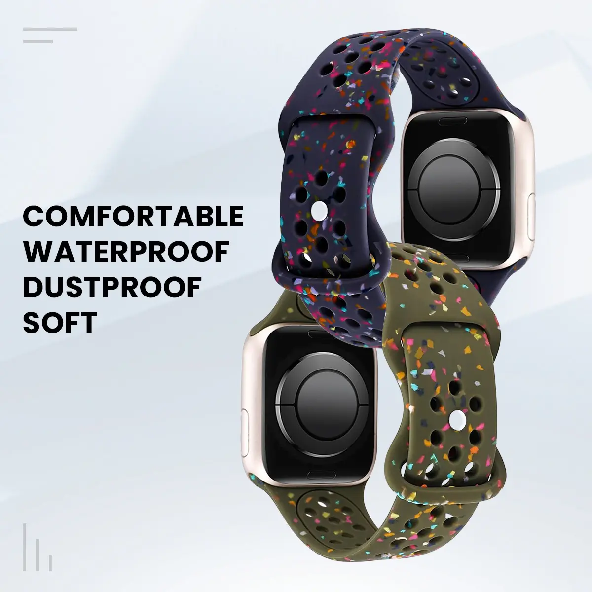 Silicone Sport Band for Apple Watch Band 41mm 40mm 38mm Recycled Plastic Soft Breathable Strap for iWatch SE 9 8 7 6 5 4 3 2 1