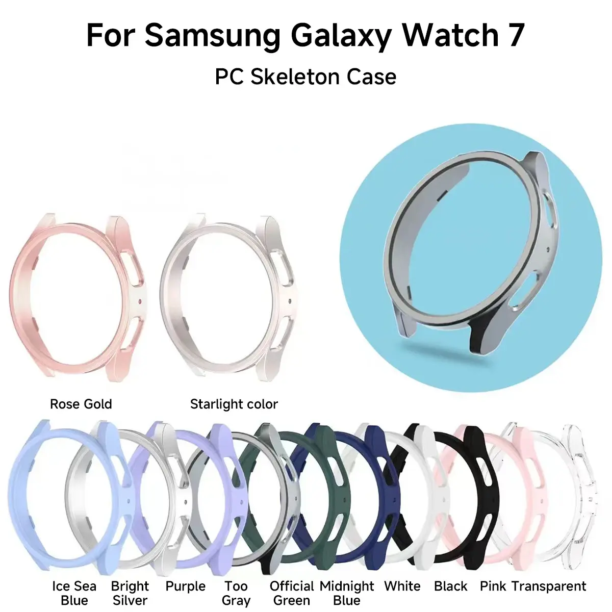 PC Matte Watch Case for Samsung Galaxy Watch 7 44mm 40mm Hollow half soft shell suitable for Galaxy Watch 7 40 44mm accessory