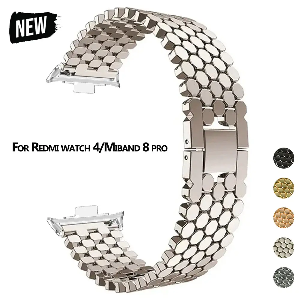 Luxury Stainless Steel Strap For Redmi Watch 4 Watch Band Metal Bracelet For Xiaomi Mi Band 8 Pro Wristband Watch4 Accessories