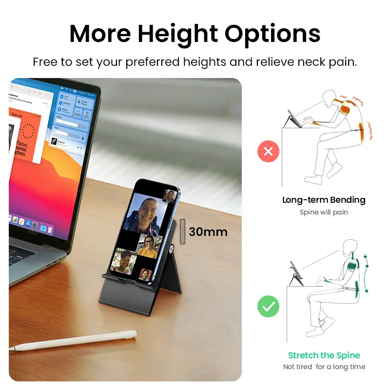 UGREEN Adjustable Phone Holder Stand Foldable Smartphone Support Tablet Stand for iPhone 15 14 13 Pro Samsung Xiaomi Desk Phone