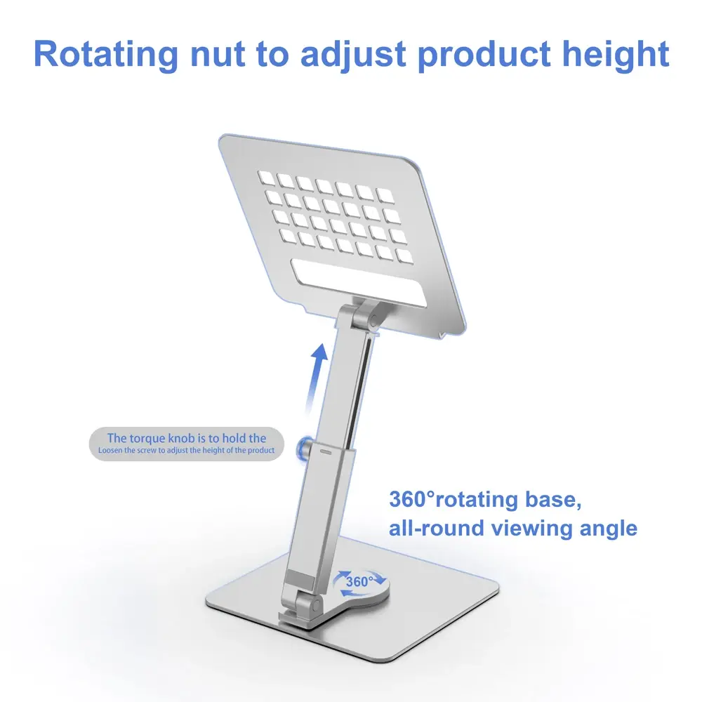 360° Rotation Aluminum Tablet Stand Desk Riser Multi Angle Height Adjustable Foldable Holder Dock for Xiaomi IPad Pro Air Tablet