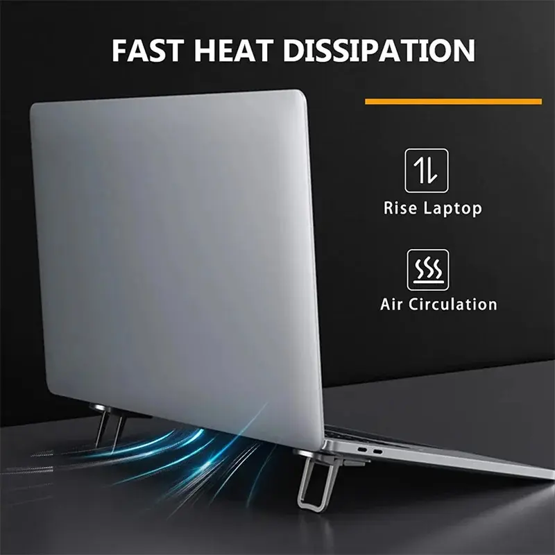 2pcs Mini Portable Zinc Alloy Laptop Stand With 2 Adjustable Angles Foldable Invisible Laptop Riser For Macbook Notebook Lenovo
