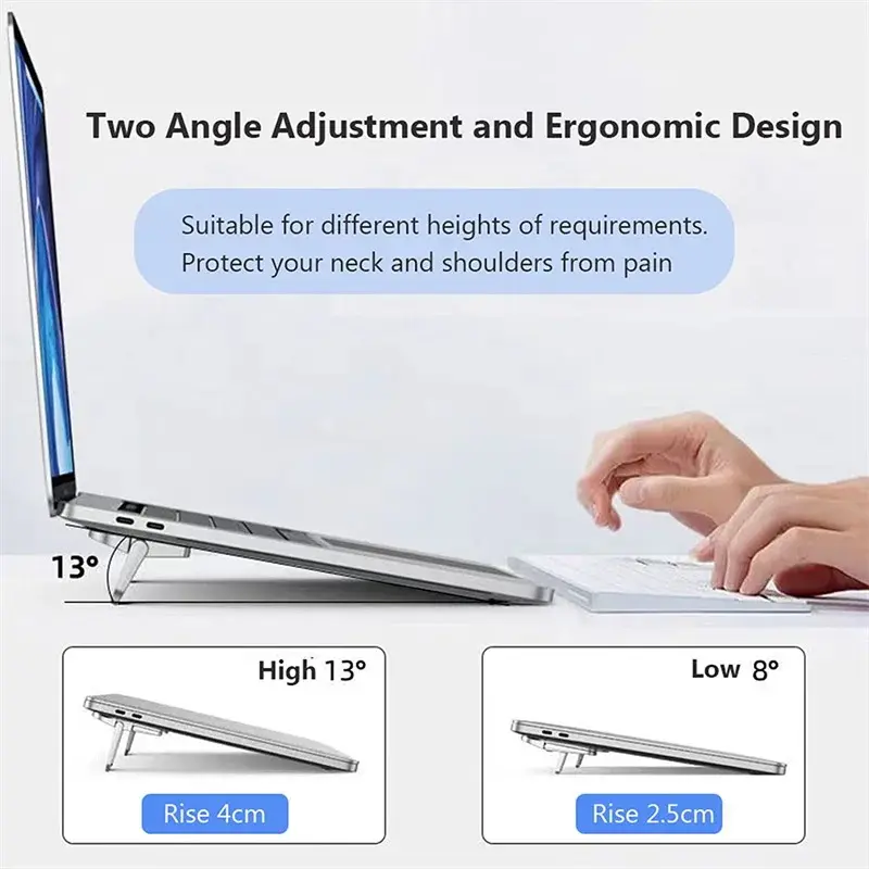 2pcs Mini Portable Zinc Alloy Laptop Stand With 2 Adjustable Angles Foldable Invisible Laptop Riser For Macbook Notebook Lenovo