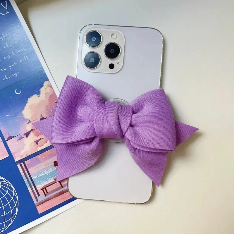 Fashion Canvas Bow Phone Grip Tok Lovely Bowknot Solid Color Holder Mobile Phone Accessories Universal Support Bracket Couqa