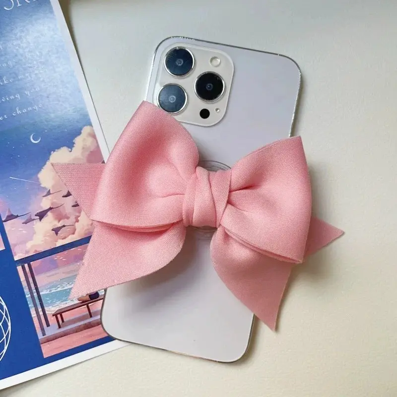 Fashion Canvas Bow Phone Grip Tok Lovely Bowknot Solid Color Holder Mobile Phone Accessories Universal Support Bracket Couqa