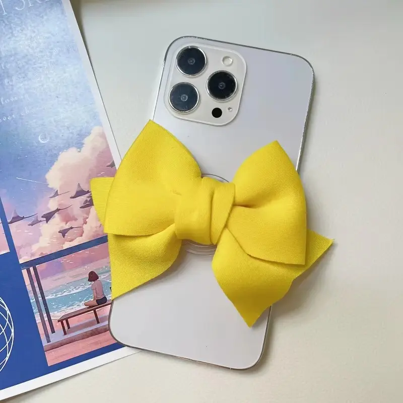 Fashion Canvas Bow Phone Grip Tok Lovely Bowknot Solid Color Holder Mobile Phone Accessories Universal Support Bracket Couqa