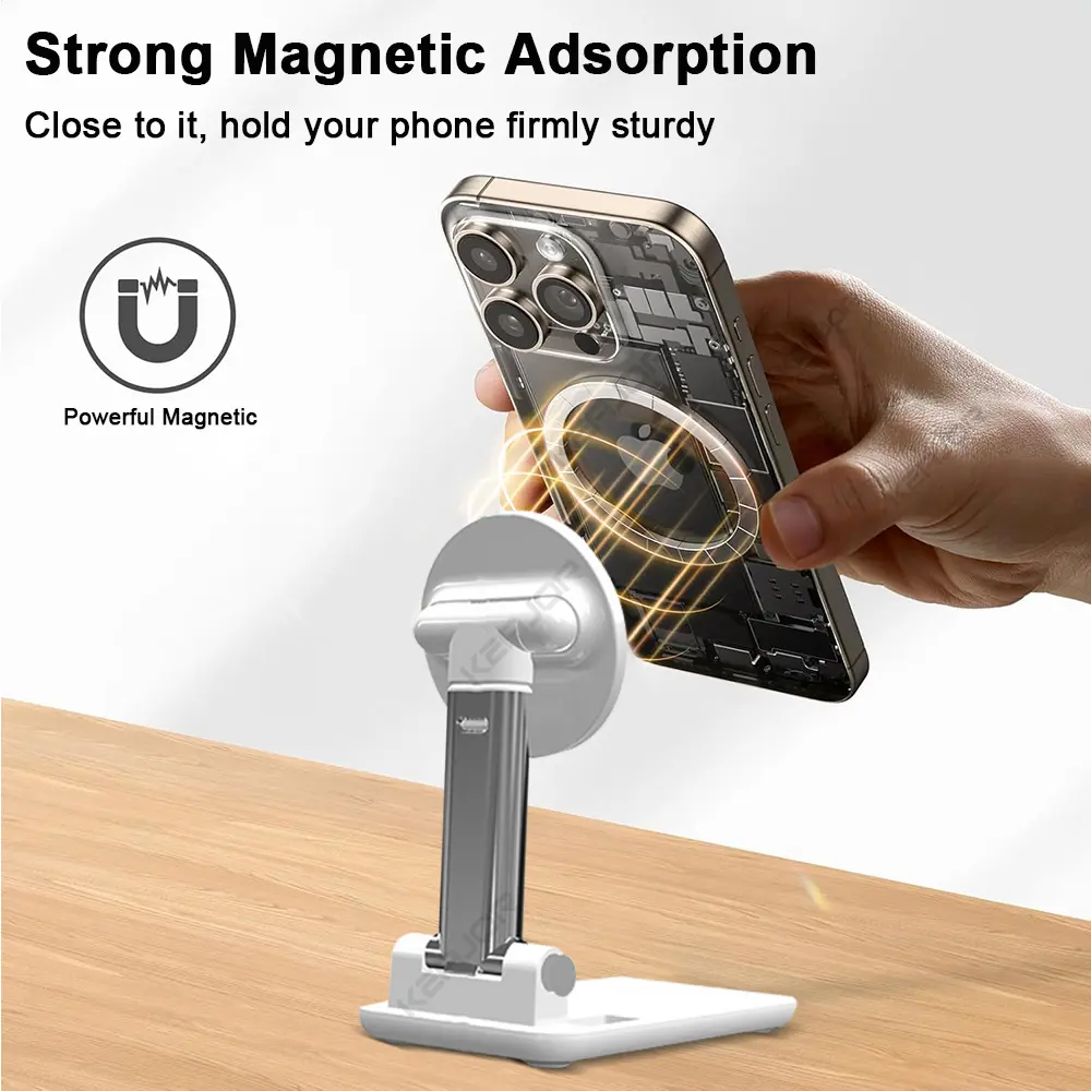 Phone Holder Foldable Magnetic Mobile Phone Bracket Adjustable Height Desktop Phone Stand For iPhone 16 15 14 13 12 Samsung