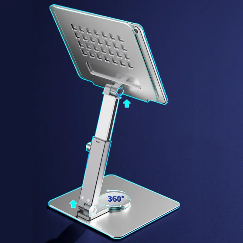 Aluminum Tablet Stand Desk Riser 360° Rotation Multi-Angle Height Adjustable Foldable Mount Dock For Pro iPad Xiaomi Huawei Tab