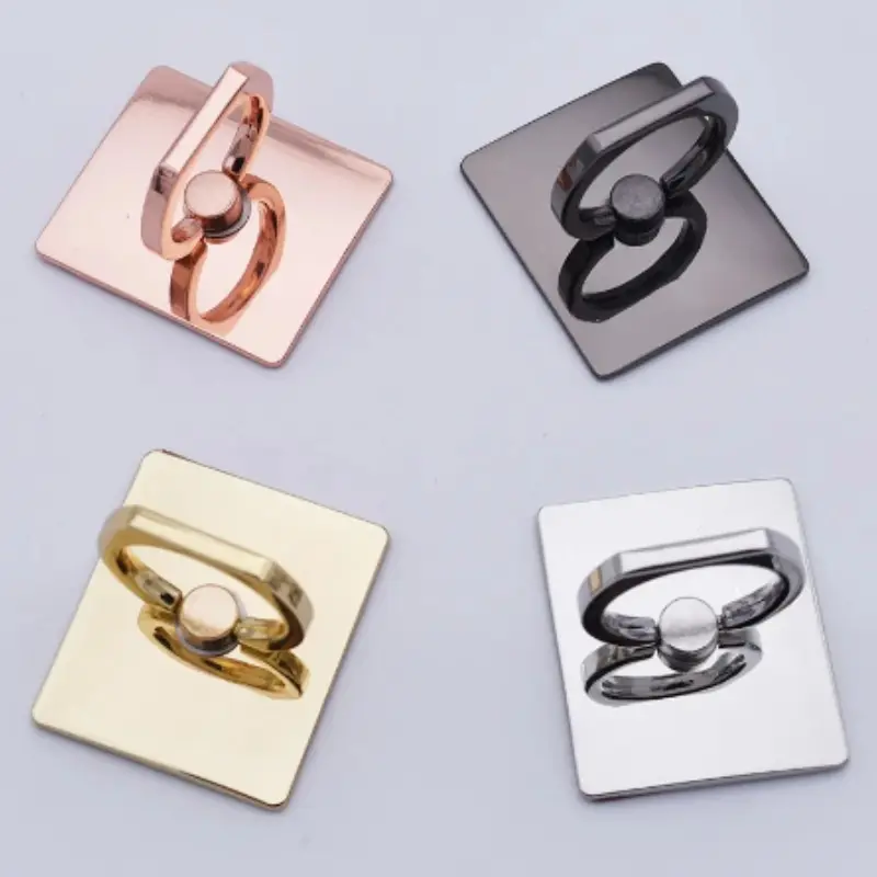 Square Mobile Phone Ring Bracket Electroplated Full Metal Square Ring Bracket Gift Mobile Phone Holders & Stands