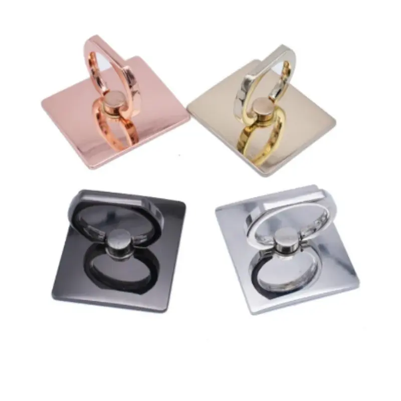 Square Mobile Phone Ring Bracket Electroplated Full Metal Square Ring Bracket Gift Mobile Phone Holders & Stands