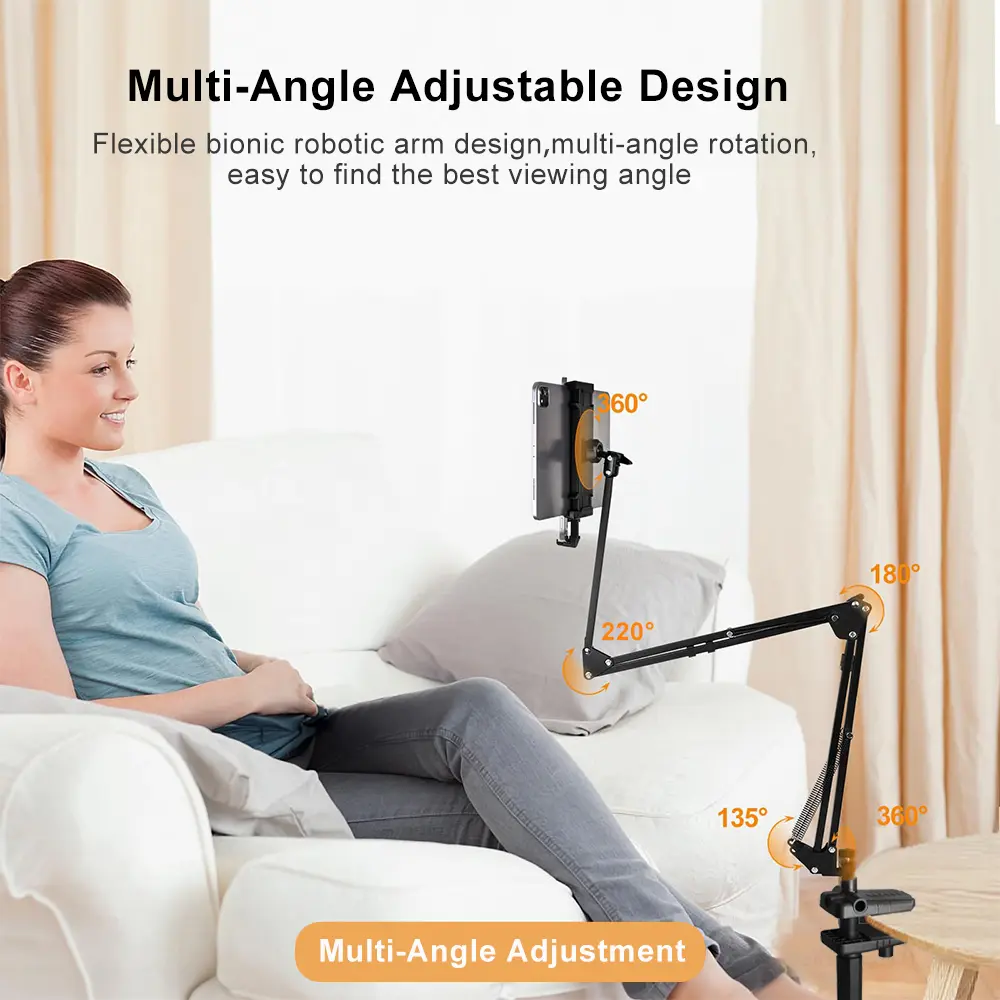 Tablet Holder For iPad Stand 360° Rotating Adjustable Bed Tablet Mount Stand For 4-12.9 inch Phone Tablet Holder