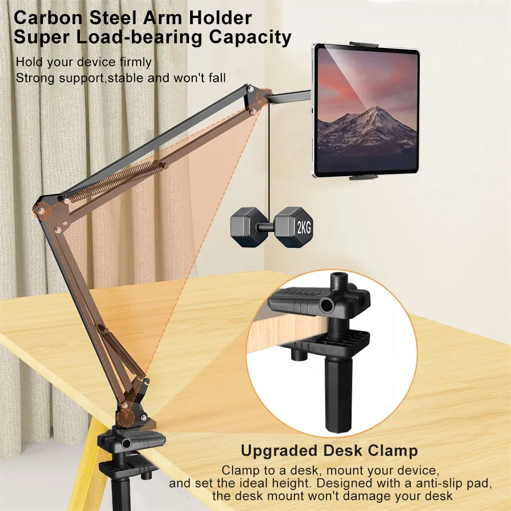 Tablet Holder For iPad Stand 360° Rotating Adjustable Bed Tablet Mount Stand For 4-12.9 inch Phone Tablet Holder