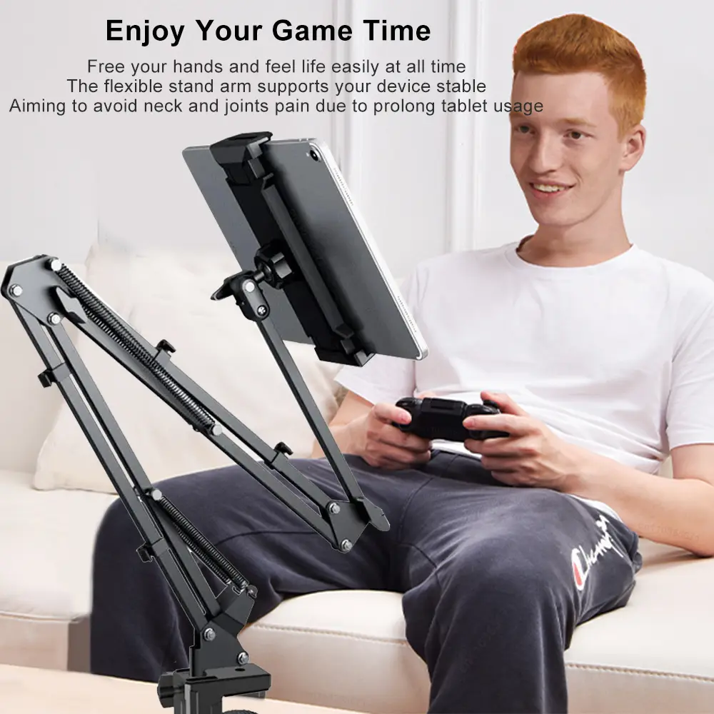Tablet Holder For iPad Stand 360° Rotating Adjustable Bed Tablet Mount Stand For 4-12.9 inch Phone Tablet Holder