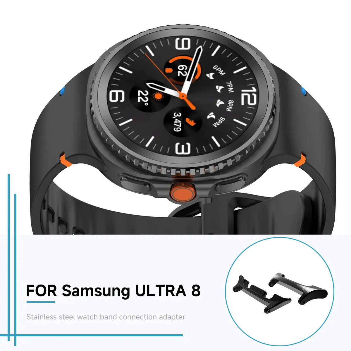 2pCS/1 Pair 22mm Adapter for Samsung Galaxy Watch 8/8classic Metal Connector for Samsung Watch ultra 2 smartwatch accessories