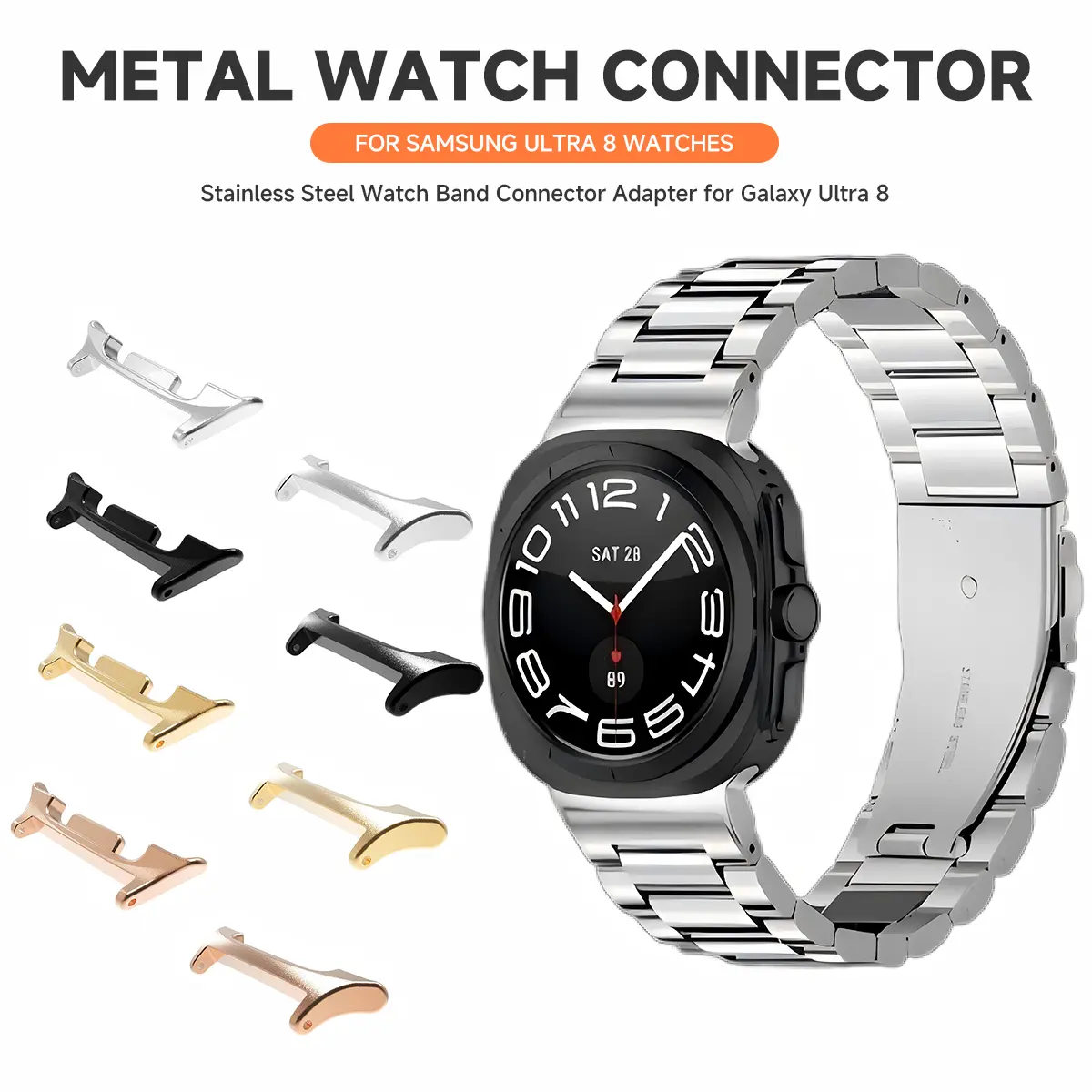 2pCS/1 Pair 22mm Adapter for Samsung Galaxy Watch 8/8classic Metal Connector for Samsung Watch ultra 2 smartwatch accessories