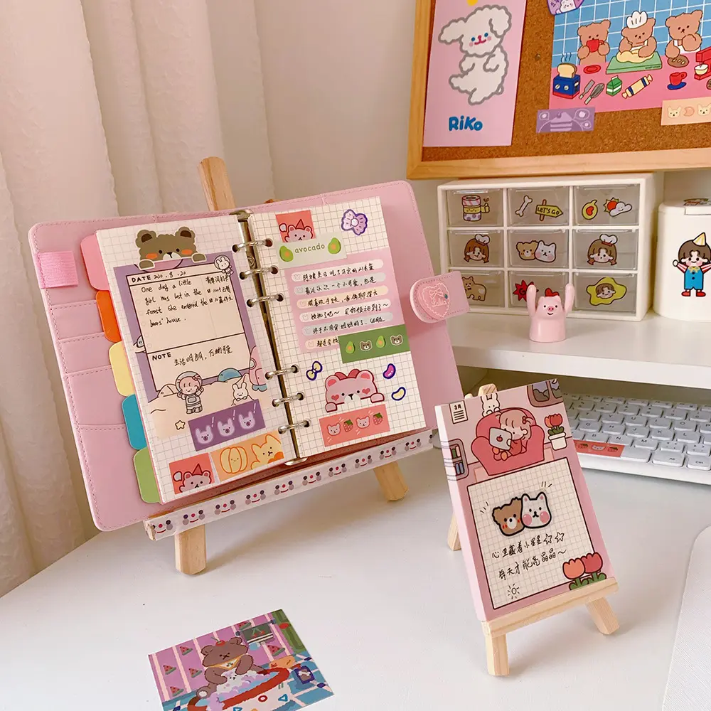 1pc Phone Holder Bracket IPad Tablet Stand Wooden Mobile Phone Tabletop Holder Organization Supplies for Stationery Cute