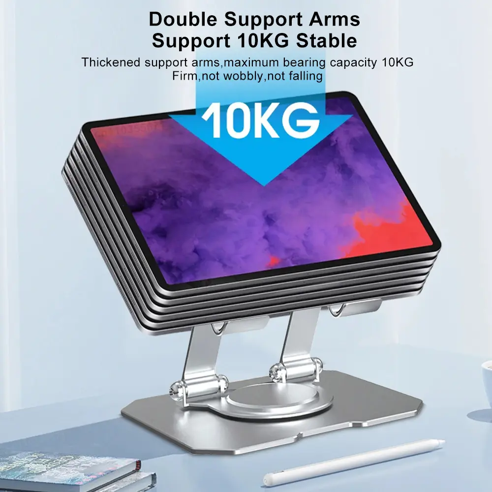 Tablet Holder Carbon Steel Stand with 360° Rotation Adjustable Stand For iPad Pro Air Mini Mobile Phone Desk Bracket 4-15 Inch