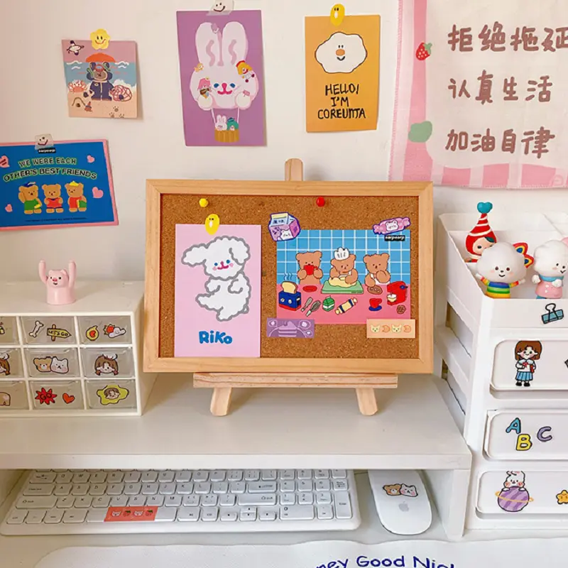 1pc Phone Holder Bracket IPad Tablet Stand Wooden Mobile Phone Tabletop Holder Organization Supplies for Stationery Cute