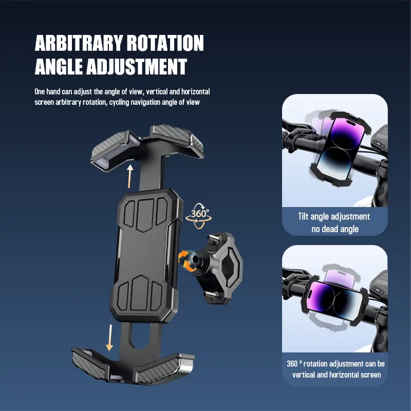 Xnyocn Bike Phone Holder 360° View Universal Bicycle Phone Holder for 4.7-7 inch Mobile Phone Stand Shockproof Bracket GPS Clip