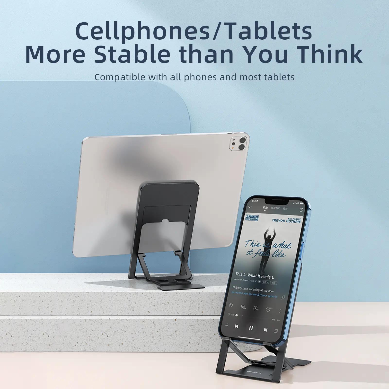 Awei X28 Foldable Tablet Mobile Phone Desktop Phone Stand Mini Universal Adjustable Stand for iPhone Samsung Desk Holder