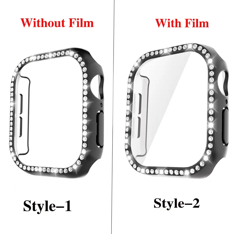 Glass+Diamond Cover For Apple Watch Case 46mm 42mm Bling Bumper Protector for iWatch series 10 46 42 mm WatchCase