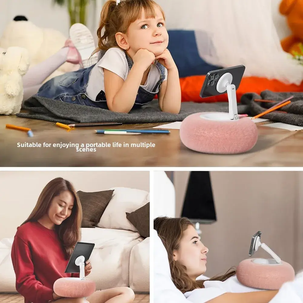 Innovative Magnetic Phone Pillow Stand for Lazy Phone Use on Bed  Sofa and Desk