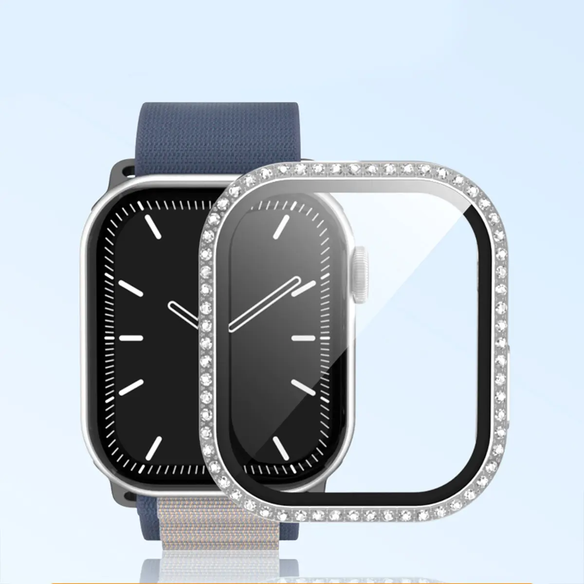 Glass+Diamond Cover For Apple Watch Case 46mm 42mm Bling Bumper Protector for iWatch series 10 46 42 mm WatchCase