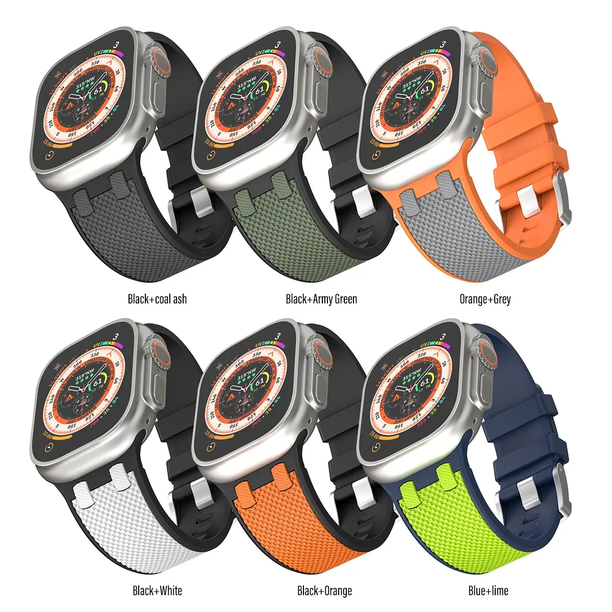 Carbon Fiber Strap for Apple Watch Ultra 2 49mm Silicone Band 42MM Men Sport Bracelet For iWatch Series 9 8 7 6 4 5 se 44MM 45MM