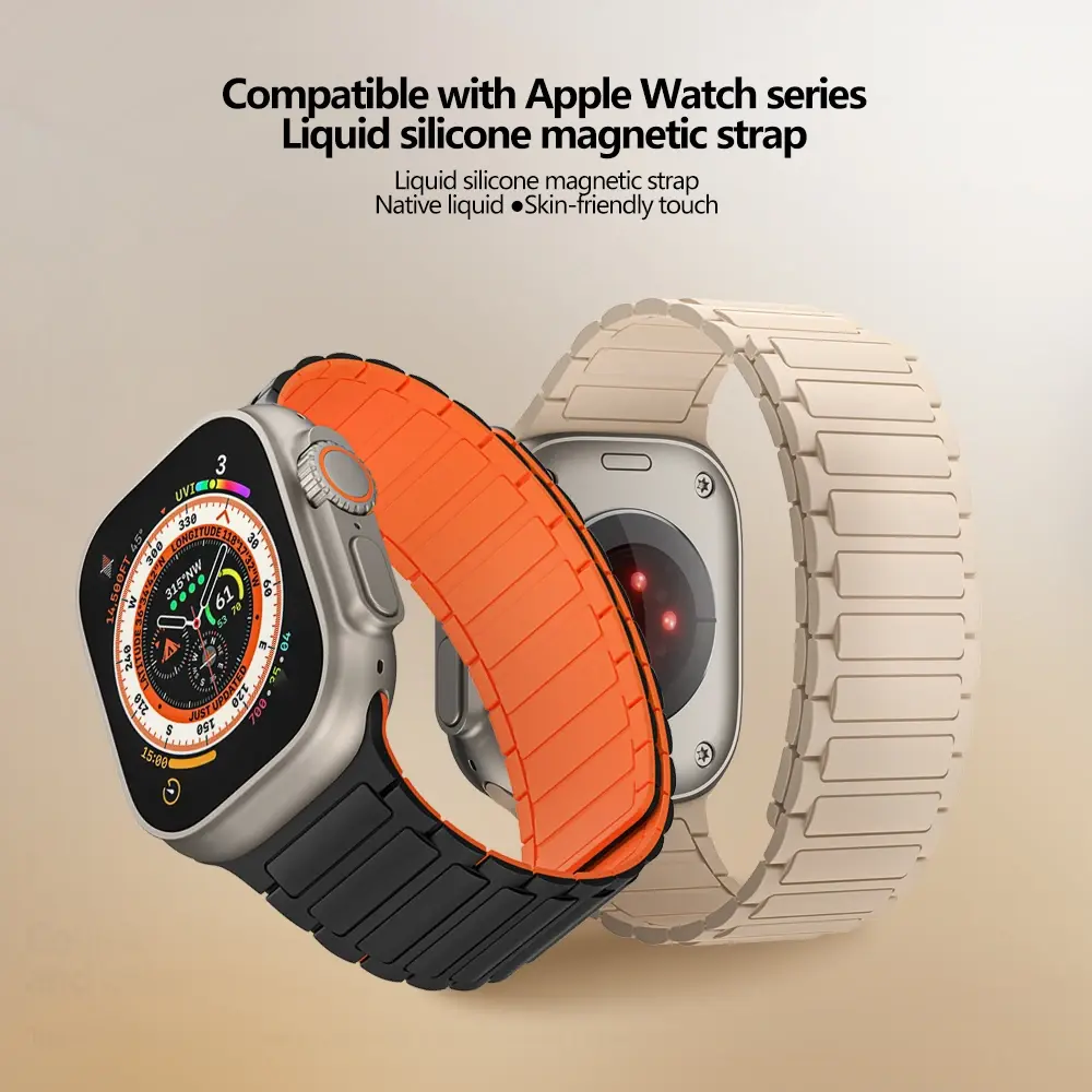 Magnetic Silicone Strap for Apple Watch Band Ultra 2 49mm 46mm 45mm 41mm Bracelet for Iwatch Series 10 9 8 7 6 SE 5 4 38 42 44mm