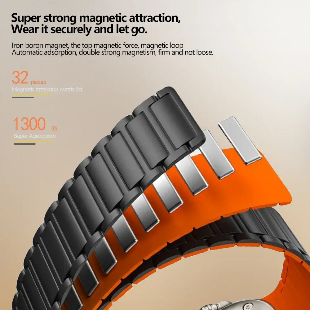 Magnetic Silicone Strap for Apple Watch Band Ultra 2 49mm 46mm 45mm 41mm Bracelet for Iwatch Series 10 9 8 7 6 SE 5 4 38 42 44mm