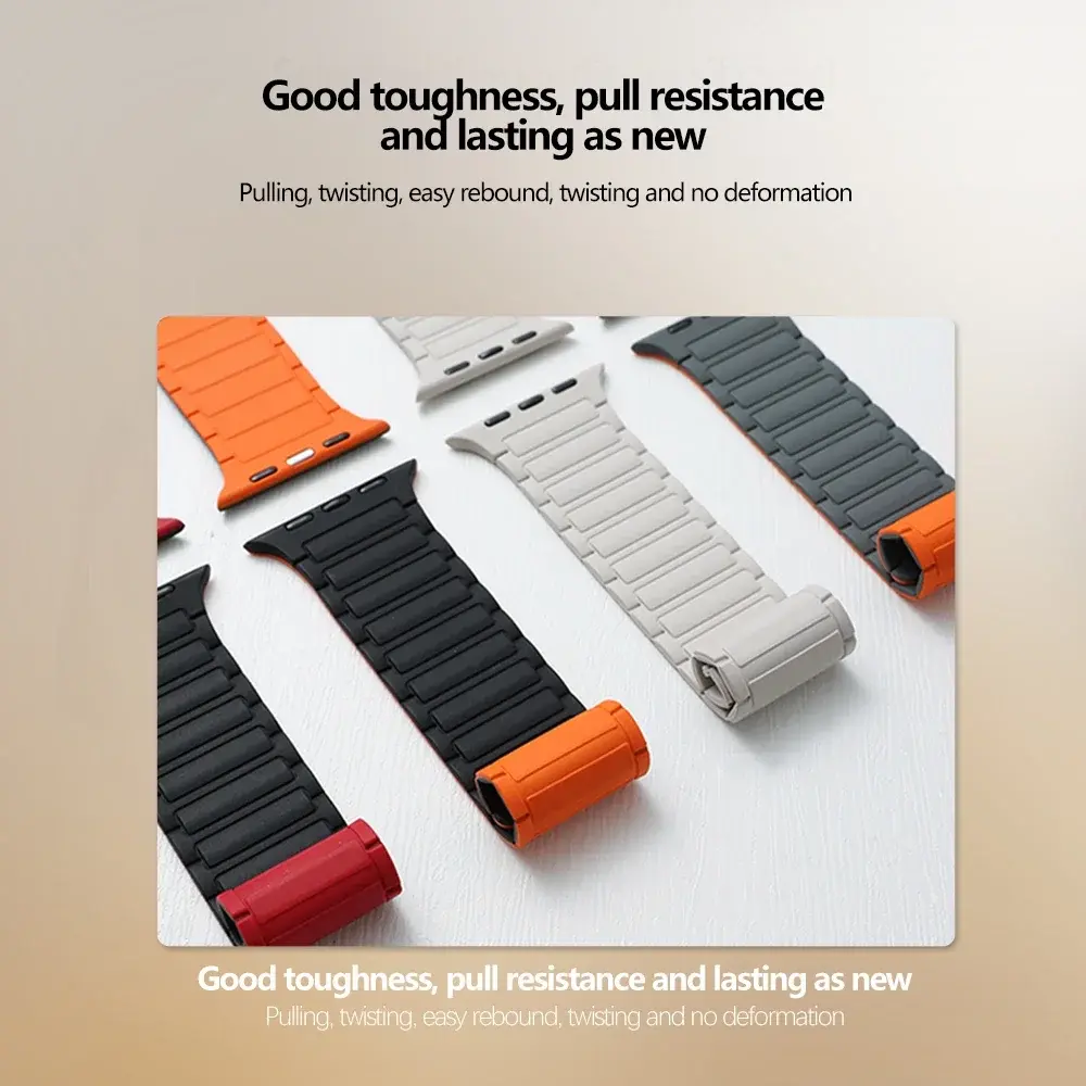 Magnetic Silicone Strap for Apple Watch Band Ultra 2 49mm 46mm 45mm 41mm Bracelet for Iwatch Series 10 9 8 7 6 SE 5 4 38 42 44mm