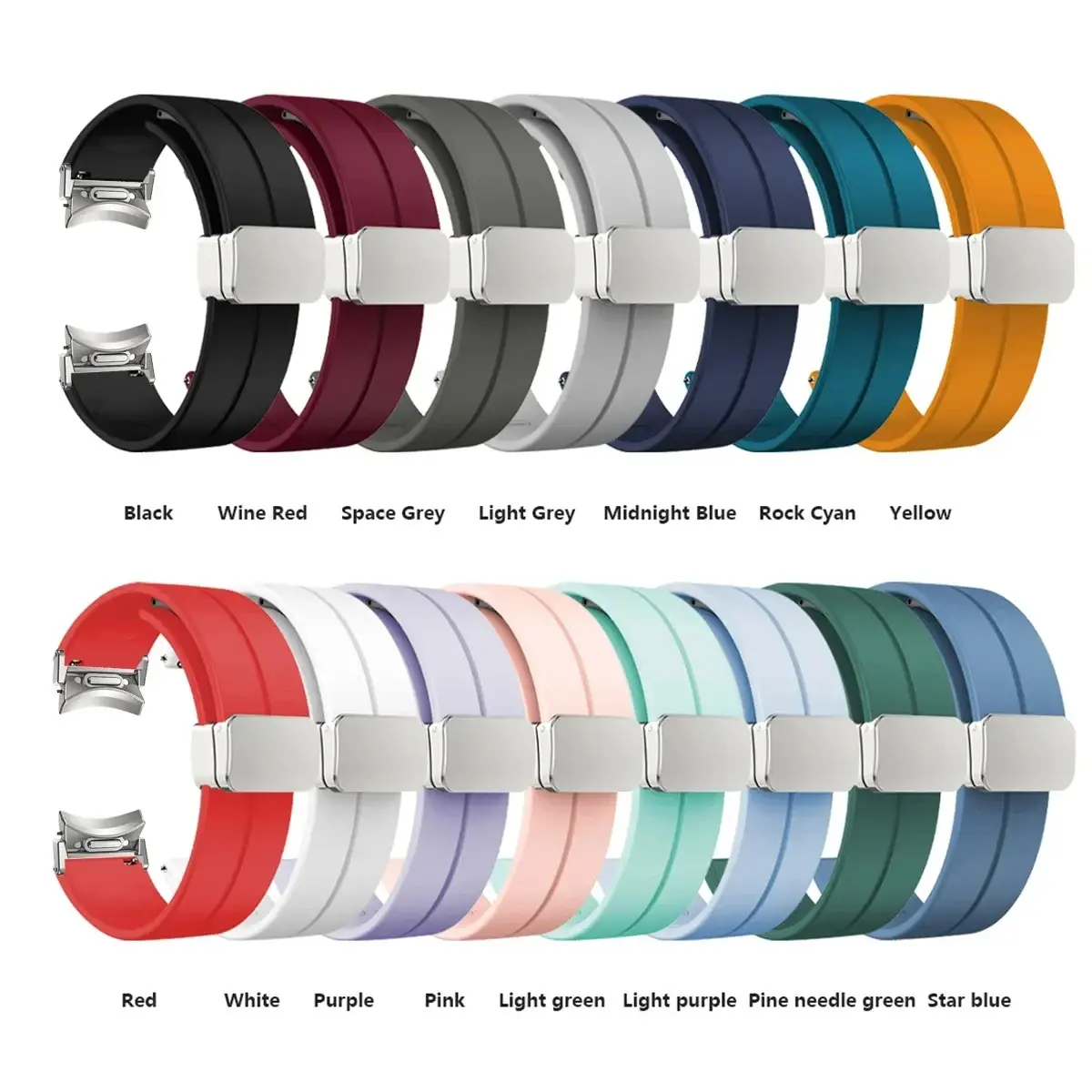 Magnetic Silicone Strap for Samsung Galaxy Watch6 44mm 40mm Sport Watchband 20mm Band Bracelet Galaxy Watch 6 Classic 43mm 47mm