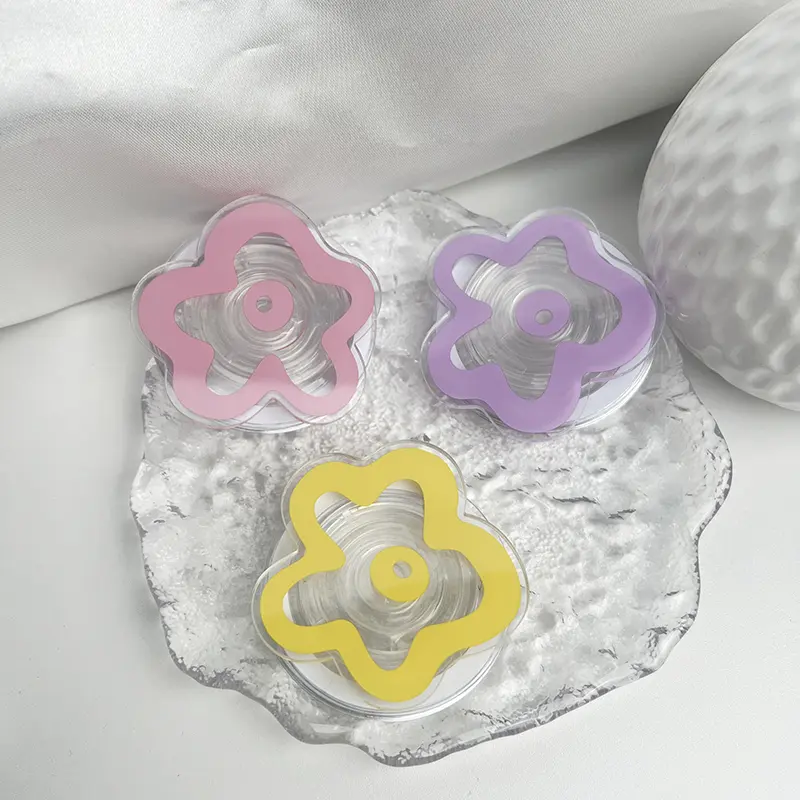 Acrylic Solid Color Transparent Flower Mobile Phone Holder Creative for IPhone 16 15 14 13 Ring Finger Expanding Stand