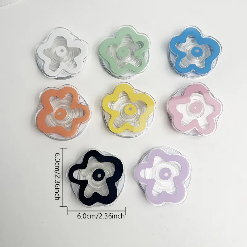 Acrylic Solid Color Transparent Flower Mobile Phone Holder Creative for IPhone 16 15 14 13 Ring Finger Expanding Stand