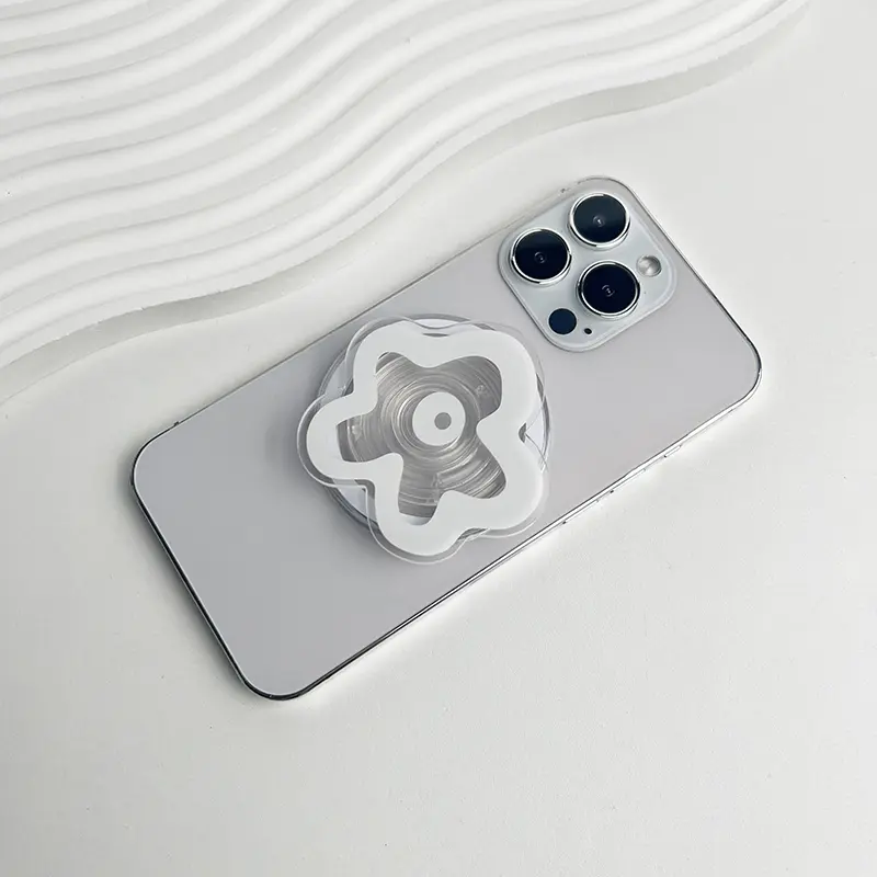 Acrylic Solid Color Transparent Flower Mobile Phone Holder Creative for IPhone 16 15 14 13 Ring Finger Expanding Stand