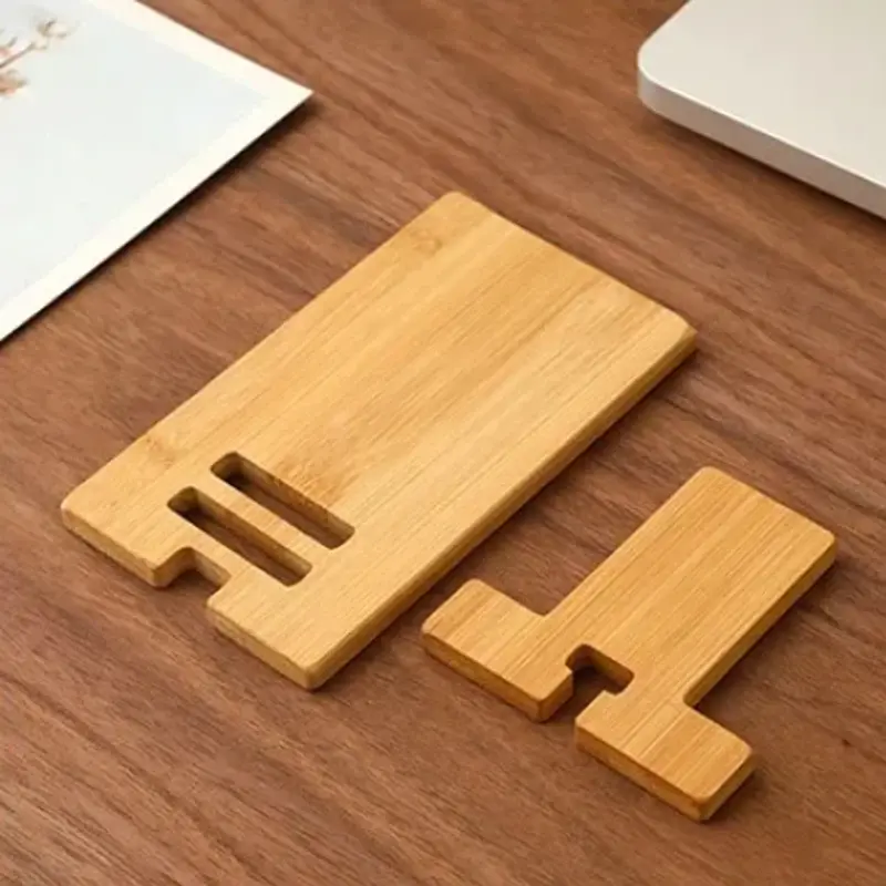 VIKEFON Desktop Bamboo Phone Holder Practical Wooden Smartphone Charging Stand Creative Lazy Multi-functional Stand