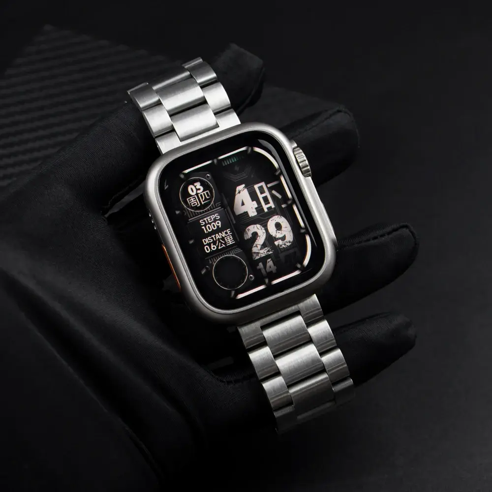 Change to Ultra Case+Band For Apple Watch 44mm 45mm 41mm 40mm Metal Stainless Steel strap for iWatch Series 9 8 7 6 SE 5 4