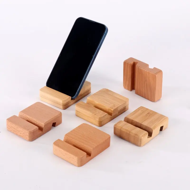Creative Mobile Phone Tablet Holder Thickened Anti-Corrosion Moisture Bamboo Wood Lazy Bracket Home Coffee Table Desk Holder