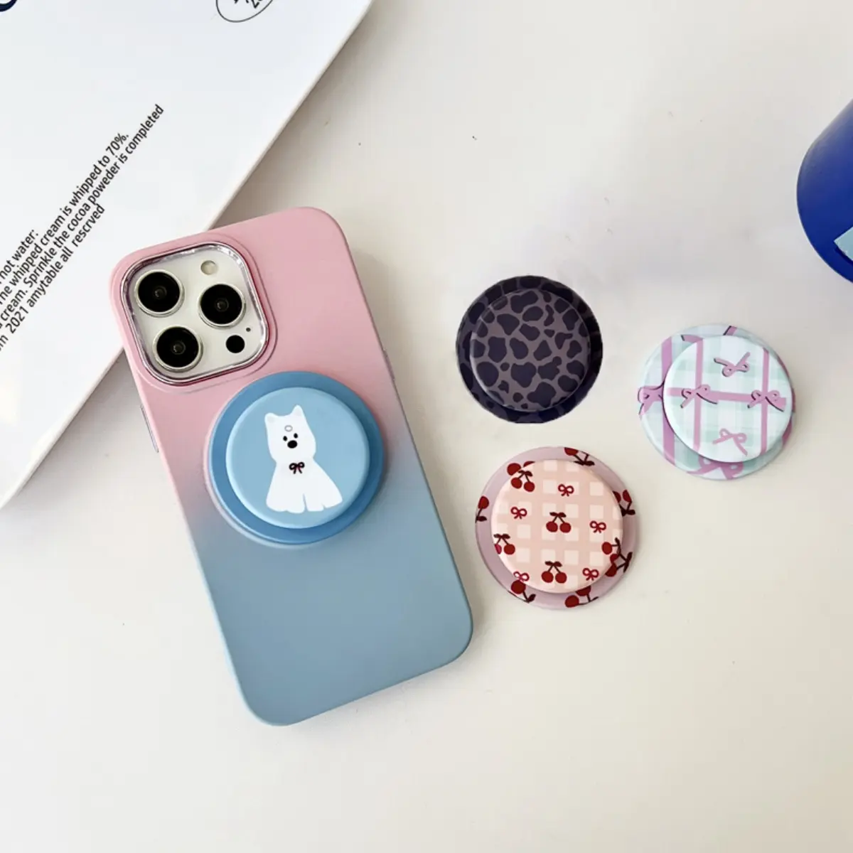 Korean Cute Leopard Print Magnetic Holder Grip Tok Griptok Phone Stand Holder Support For iPhone 16 For Magsafe Accessories