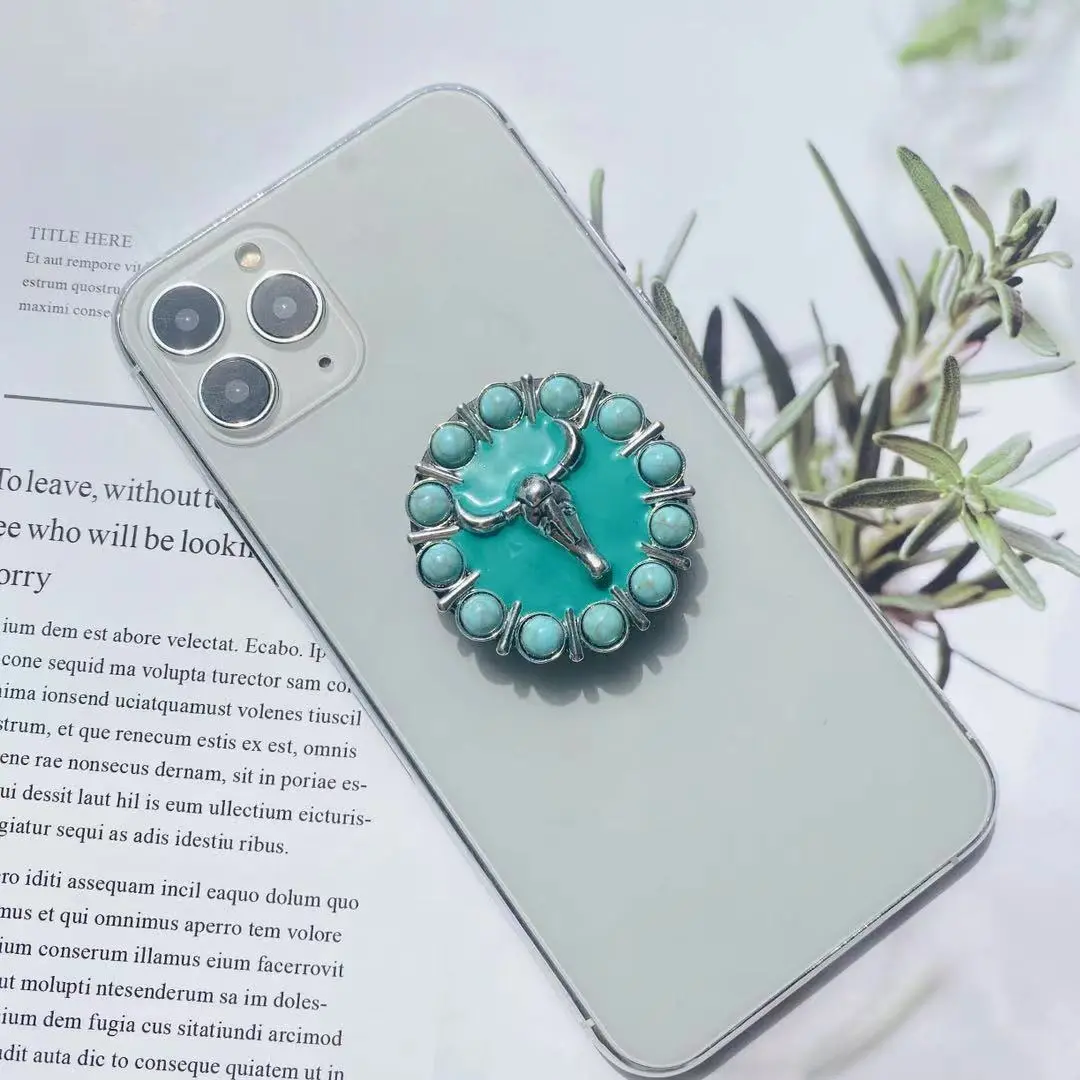 Vintage Vurquoise Phone Stand Popular Mobile Phone Finger Ring Grip Folding Holder for IPhone Samsung Xiaomi Stretch Bracket