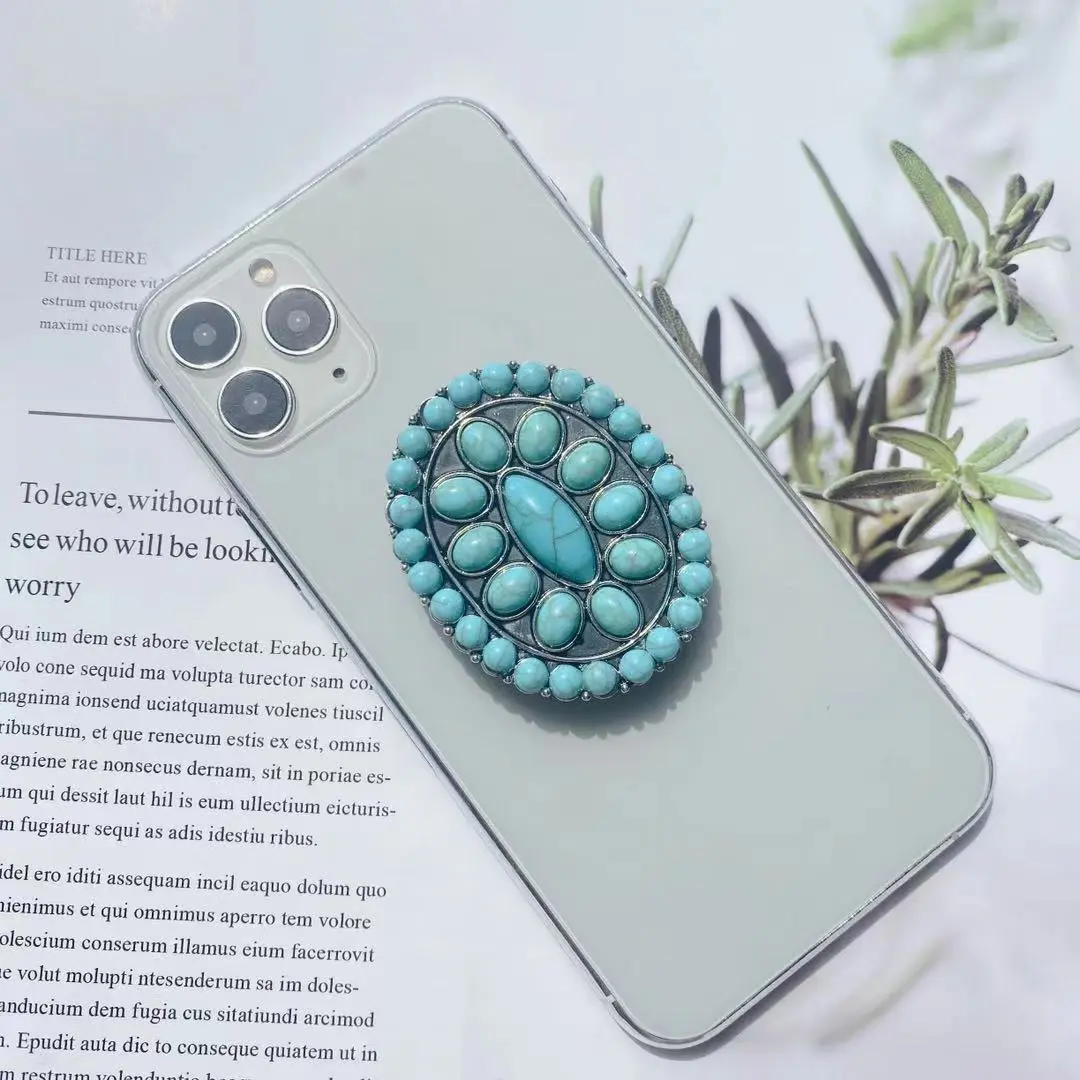 Vintage Vurquoise Phone Stand Popular Mobile Phone Finger Ring Grip Folding Holder for IPhone Samsung Xiaomi Stretch Bracket