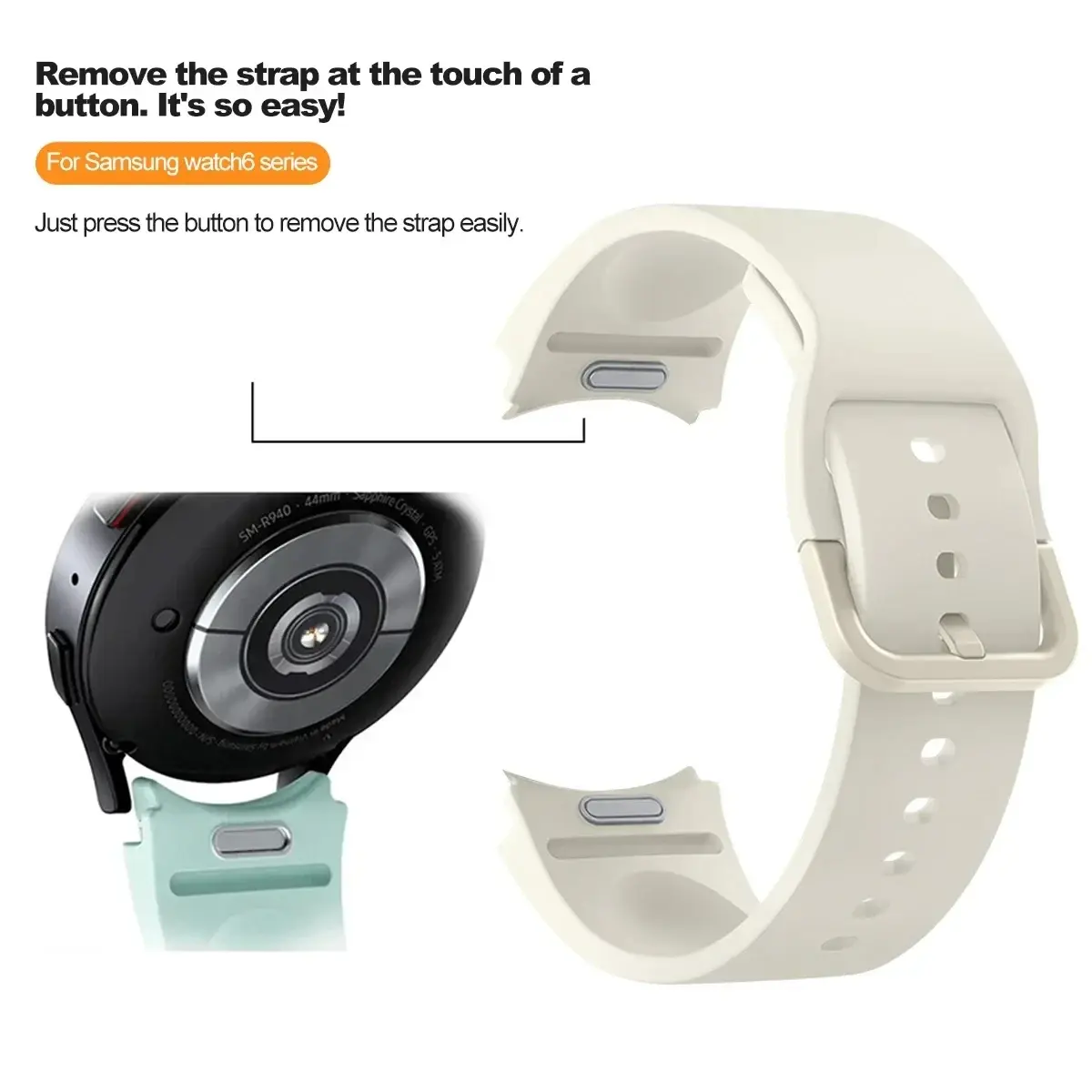 No Gaps Silicone strap for Samsung Galaxy Watch 6/4Classic 43 47mm 42 46mm 6 5 4 44/40mm Quick Fit Band for Watch 5 pro 45mm