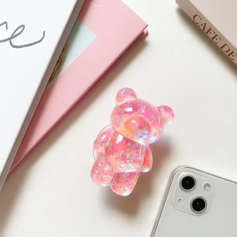Korea Glitter Bear Griptok Grip Tok Socket Pocket Stand Cute Cartoon Cell Phone Holder Bracket Universal Cute Finger Ring holder